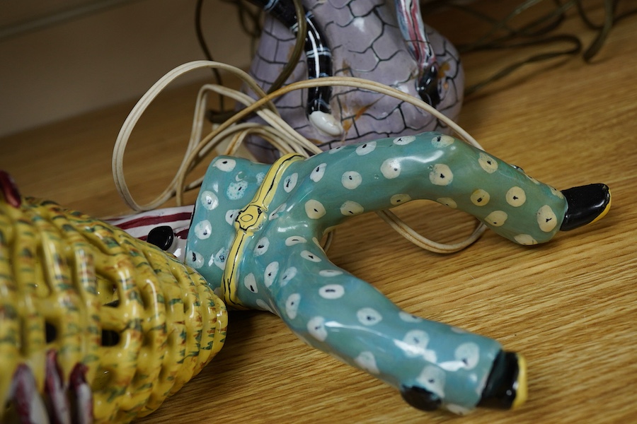 A 1950s Italian San Polo Otello Rosa wall light and table with repairs, both with original shades